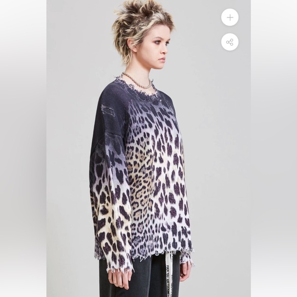 R13 Faded Leopard Oversized Sweater - Picture 2 of 16